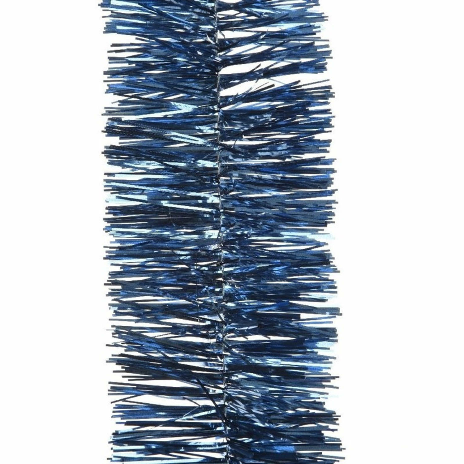 Decoris kerstslinger-guirlande - donkerblauw - glanzend lametta - 270 cm -