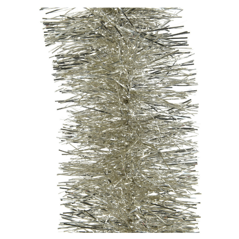 Decoris kerstslinger - licht parel/champagne - 270 x 10 cm - glans - folie -