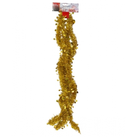 Kerstslinger - goud - sterretjes - 270 cm - folie/lametta - kerstboomversiering -