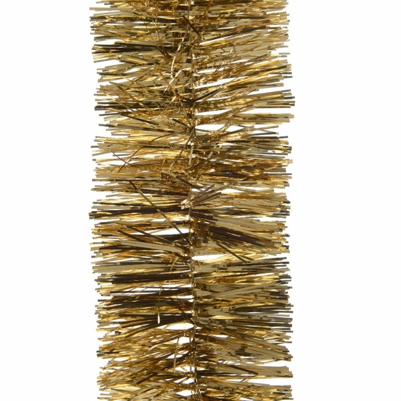 Decoris Kerstslinger-guirlande - goud - glanzend lametta - 270cm -