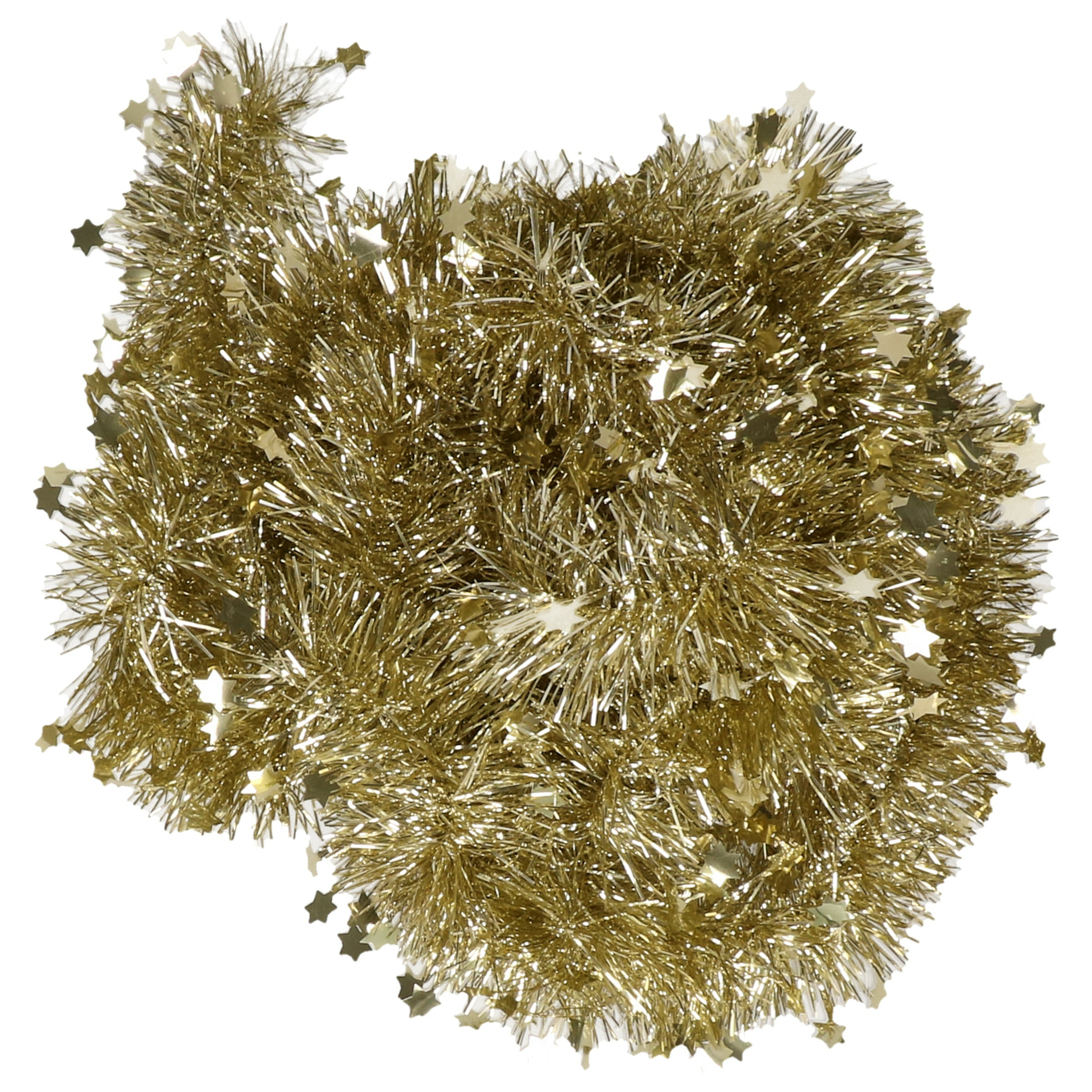 2x Gouden kerstversiering folie slinger met ster 270 cm -