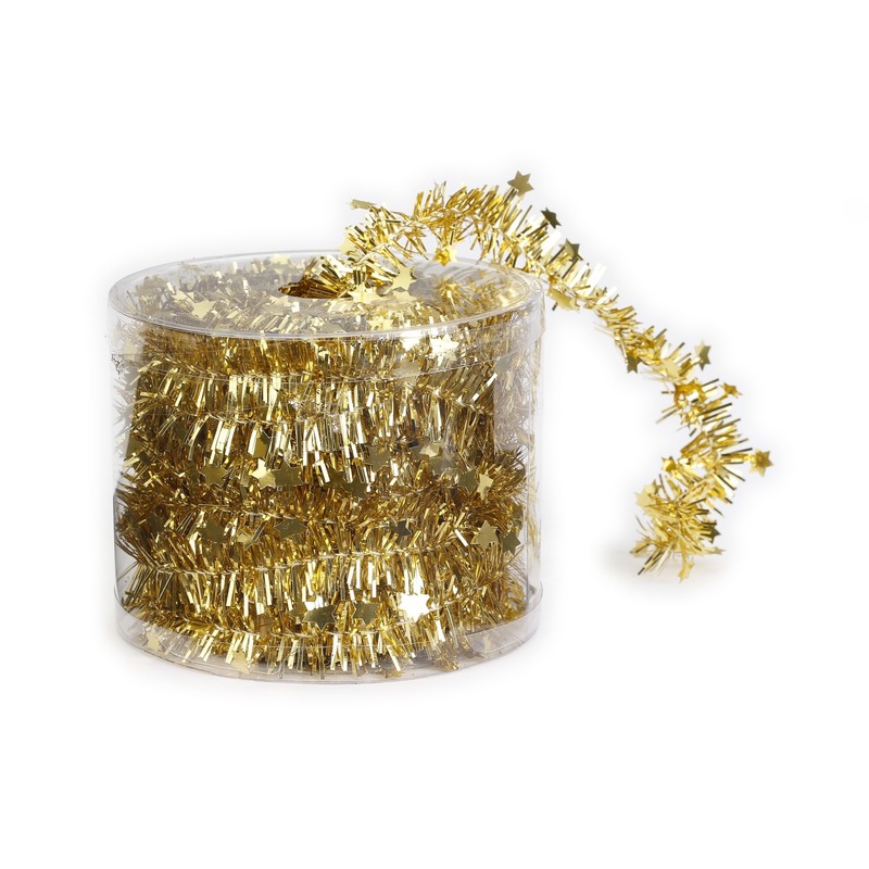 Kerstslinger - goud - kunststof/plastic - 3,5 cm x 700 cm - kerstdecoratie -