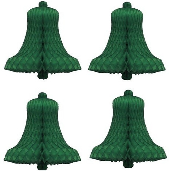 4x Decoratie kerst versiering kerstklokjes groen 16 cm -
