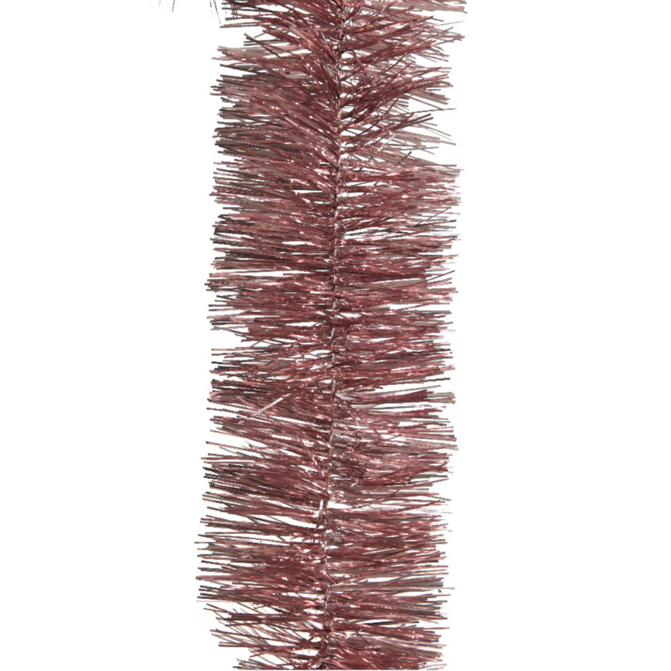 Decoris kerstslinger - oudroze - lametta - 270 x 7 cm - folie slinger - kerstversiering -
