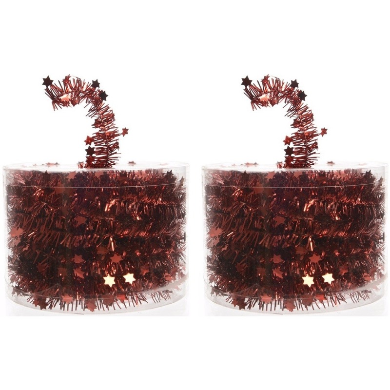 Decoris Kerstslinger - 2x - rood - folieslinger - 700 cm -