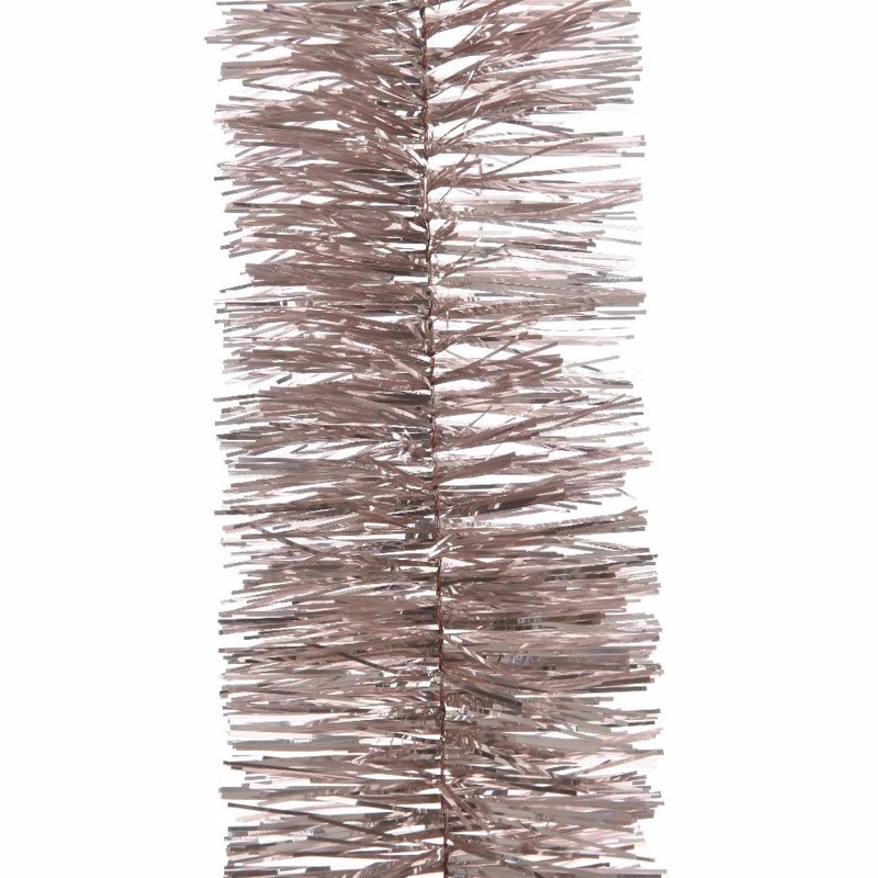 Decoris Kerstslingers - 2x st - roze - glanzend lametta - 270 cm - guirlandes -