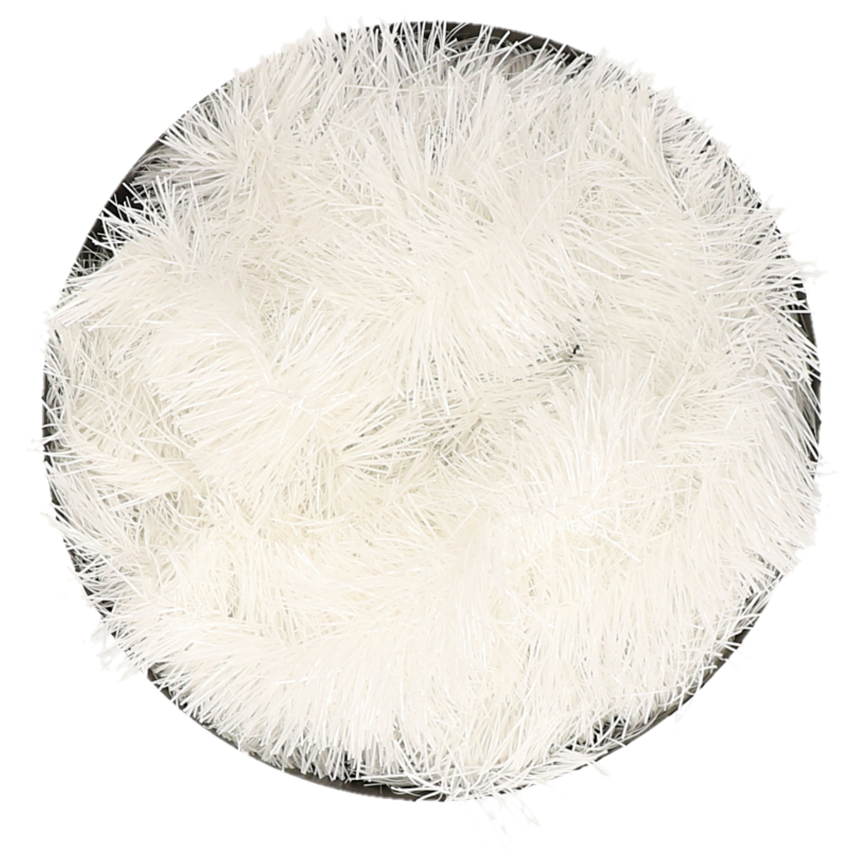 Lametta kerstslinger - wit - 270 x 7 cm - tinsel - kunststof -