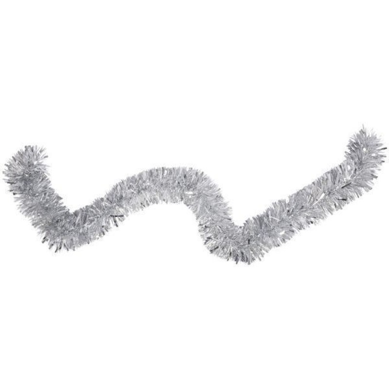 Folieslinger kerstboom decoratie kerstslinger zilver 15cm x 2 m -