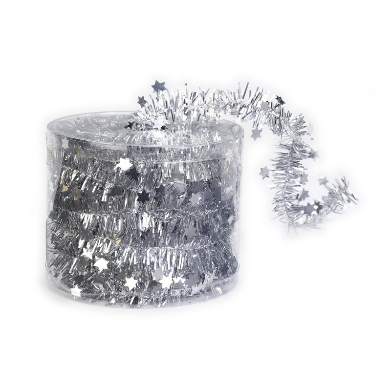 Kerstslinger dun - zilver - 3,5 x 700 cm - Guirlande folie - kerst versiering -