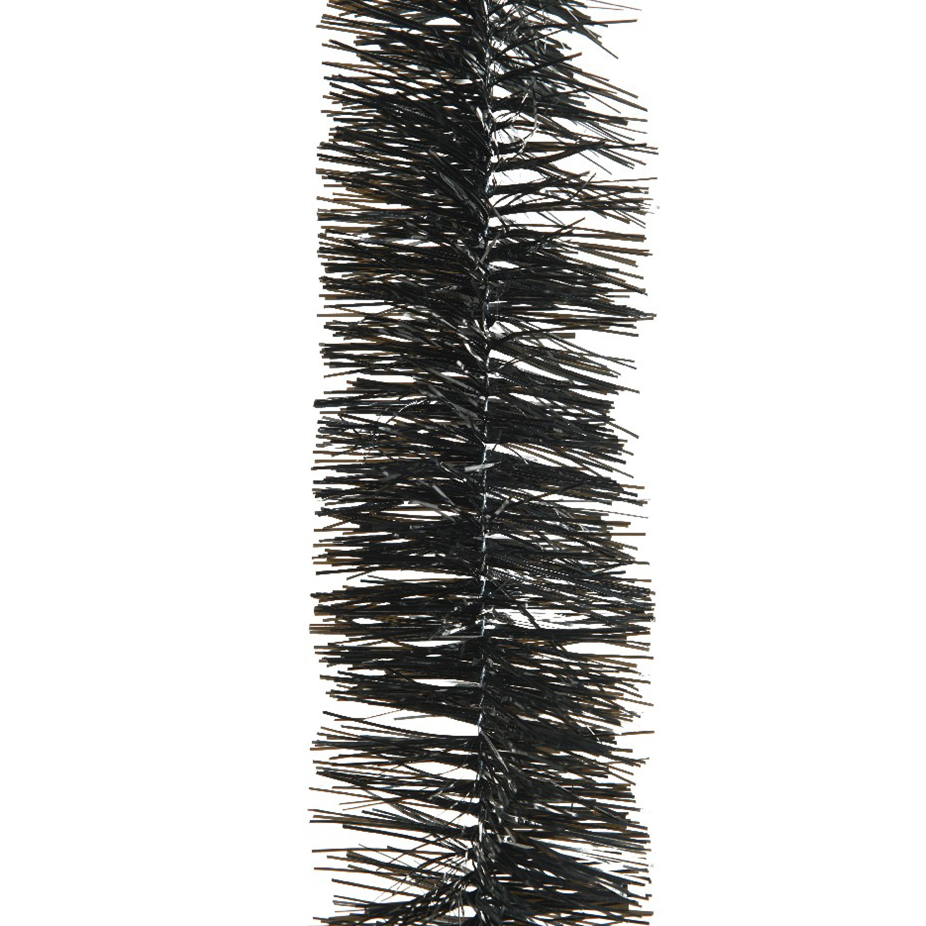 Decoris kerstslinger - zwart - 270 x 7 cm - folie/tinsel - lametta -