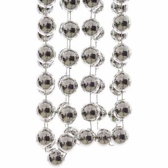 Kerst zilveren XXL kralenslinger Christmas Silver 270 cm -