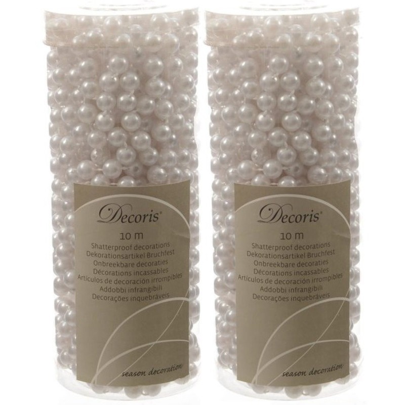 Winter witte kralenslinger kerstslinger 10 mtr 2 stuks -