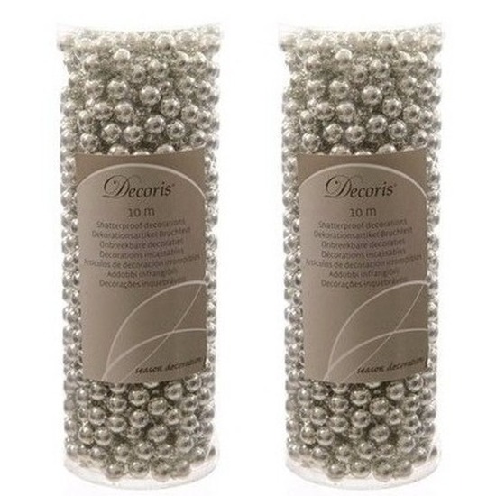 Zilveren kralenslinger kerstslinger 10 mtr 2 stuks -