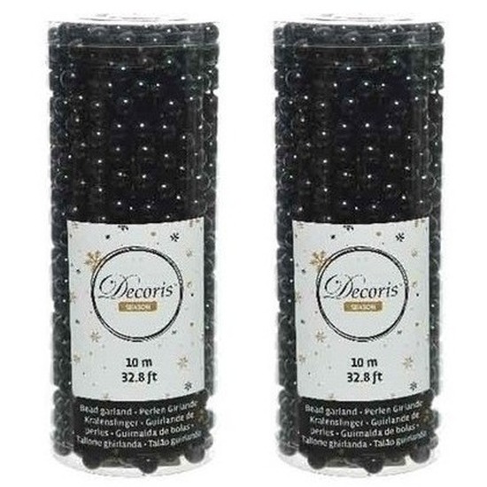 Zwarte kralenslinger kerstslinger 10 mtr 2 stuks -