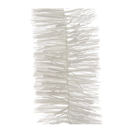 Decoris Kerstslingers - 2x st - wit - glanzend lametta - 270 cm - guirlandes -