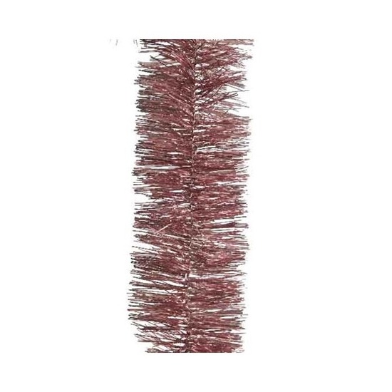 Decoris Kerstslingers - 2x st - oudroze - glanzend lametta - 270 cm - guirlandes -