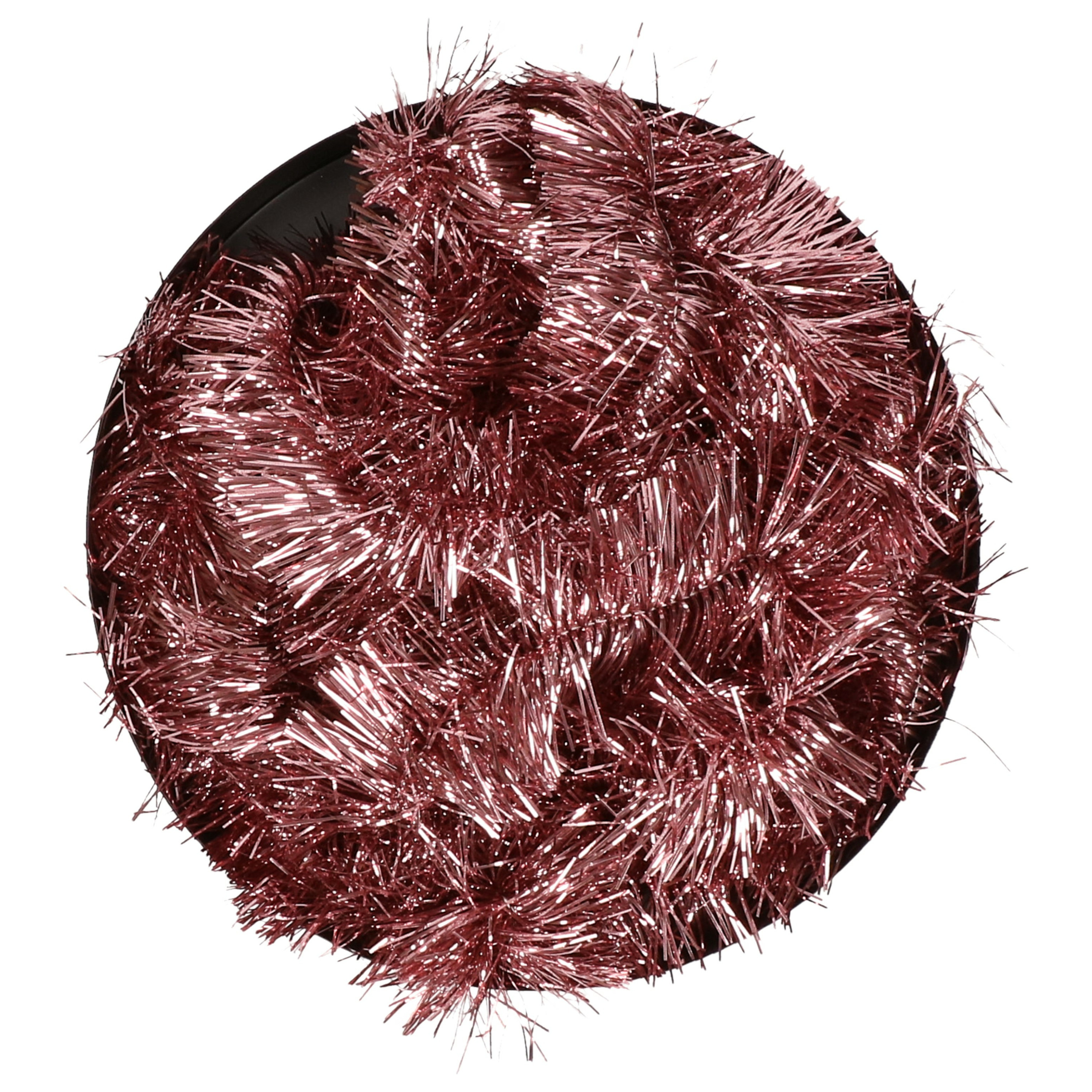 Decoris kerstslingers - 3x st - oudroze - lametta - 270 x 7 cm - folie slingers -