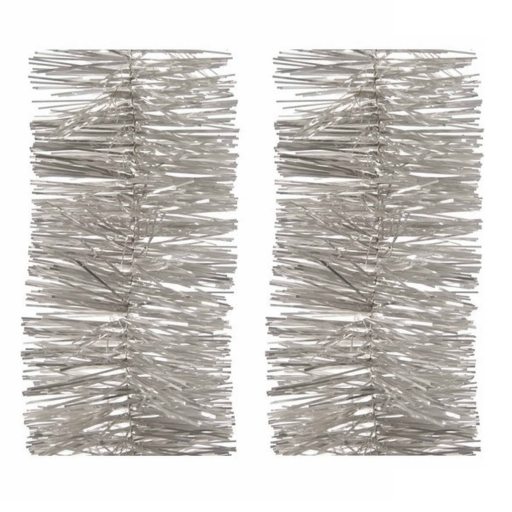 2x Licht parel/zilveren kerstslingers 270 cm versieringen -