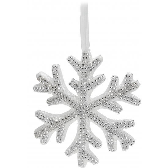 Witte sneeuwvlok kerstversiering met steentjes 25 cm -