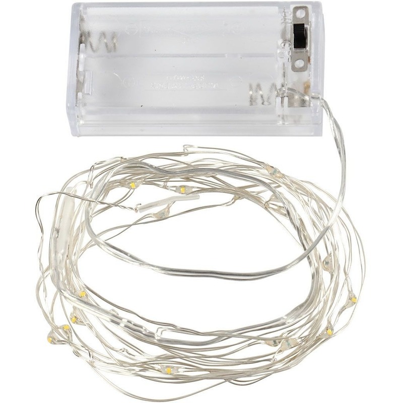 Micro 20 lamp LED kerstverlichting zilver op batterijen -