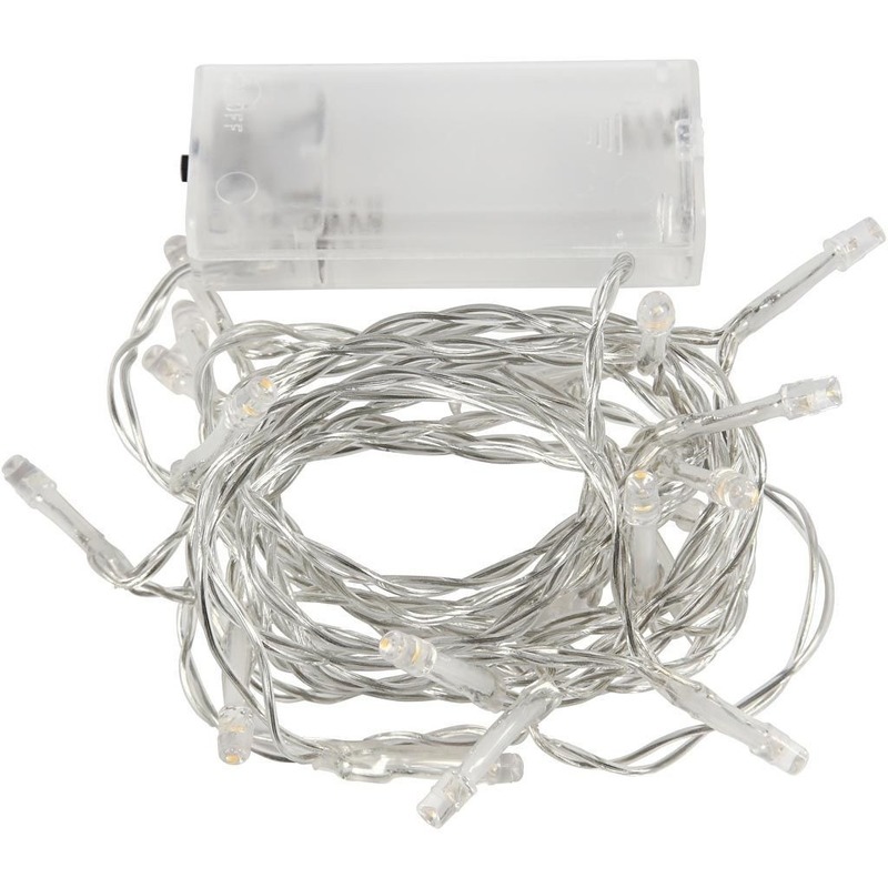 Micro 20 lamp LED kerstverlichting transparant op batterijen -