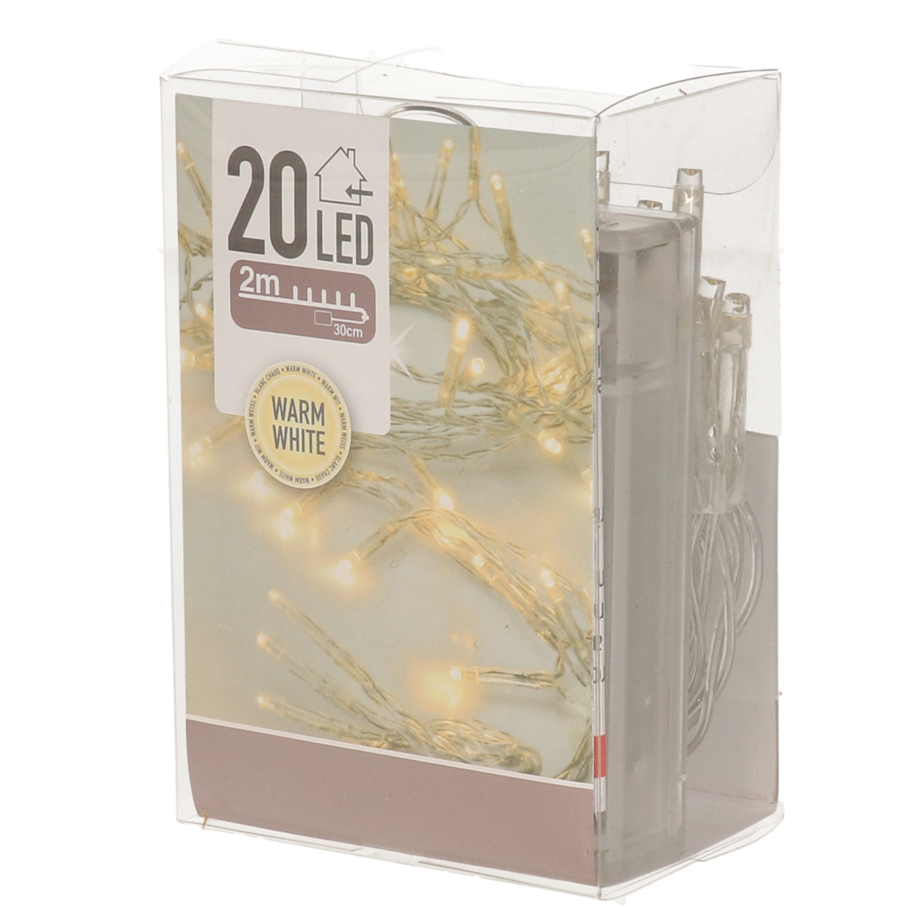 Kerstverlichting - op batterij - warm - wit - 20 lampjes - 2 meter -