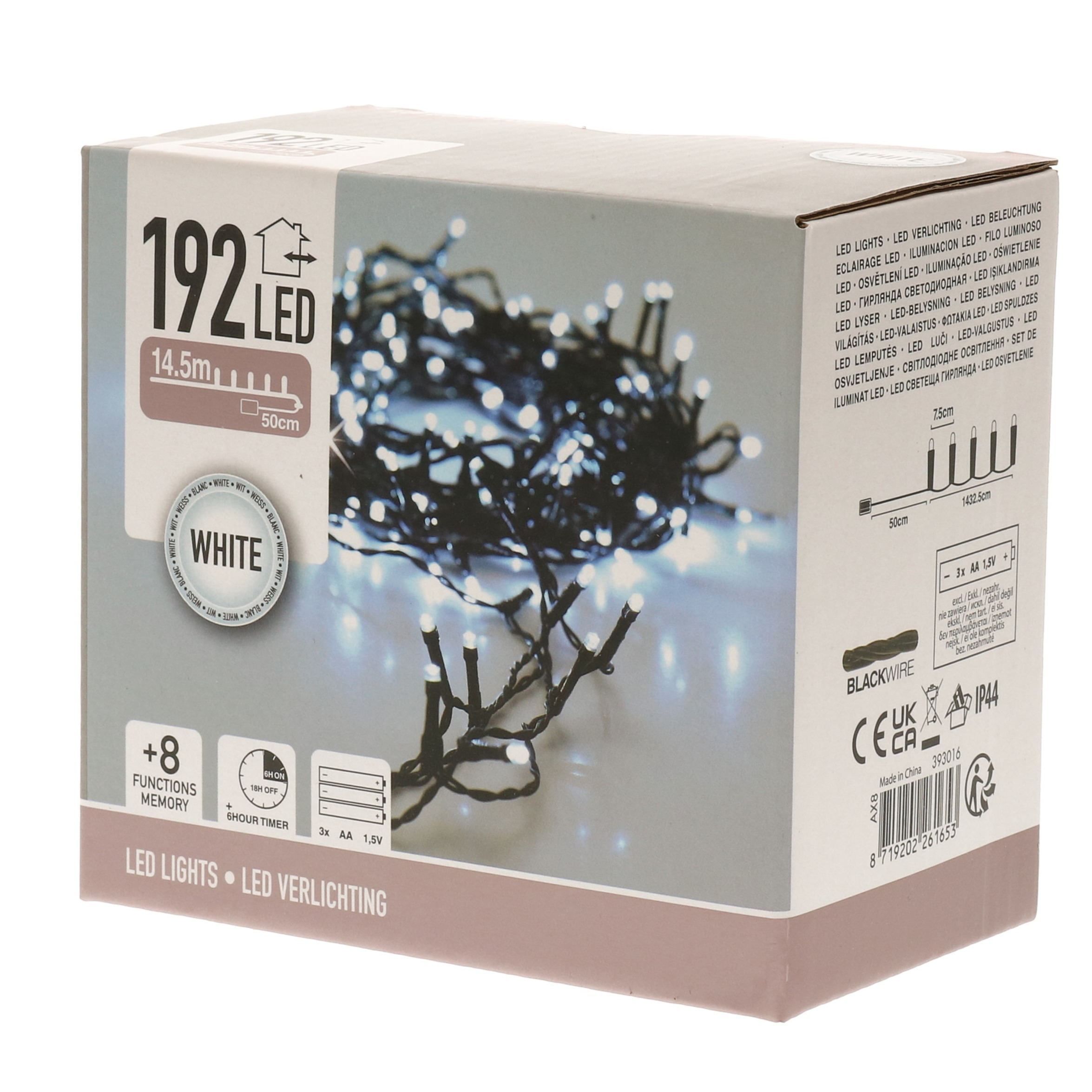 Kerstverlichting - LED - helder wit - op batterijen - 15 meter -