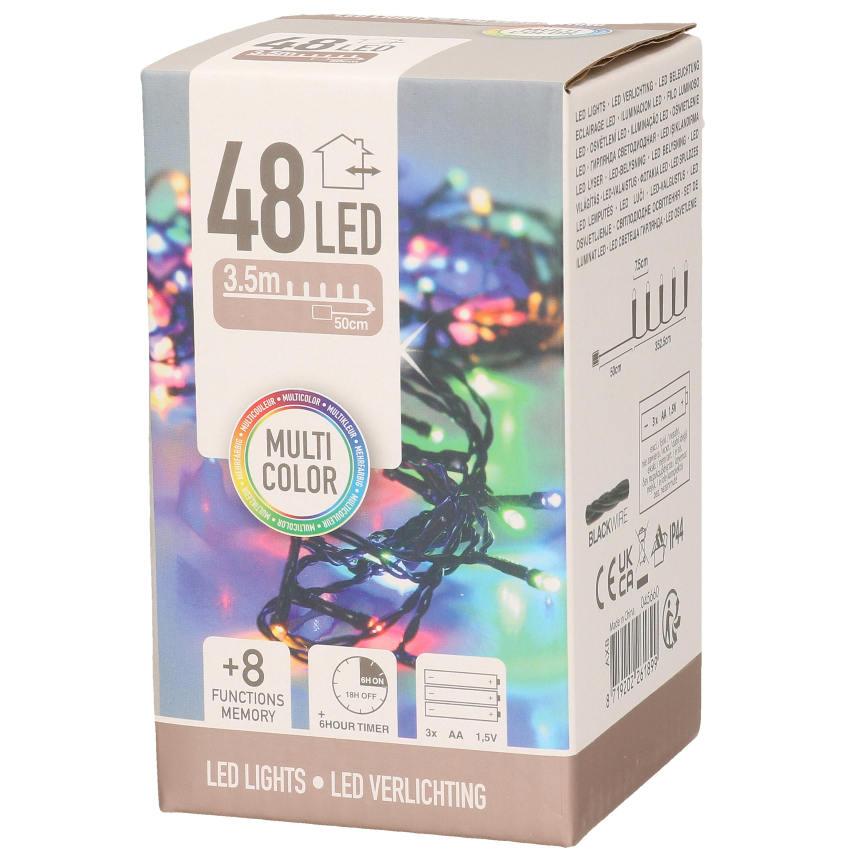Kerstverlichting - gekleurd - op batterijen - 3,5 meter - indoor -