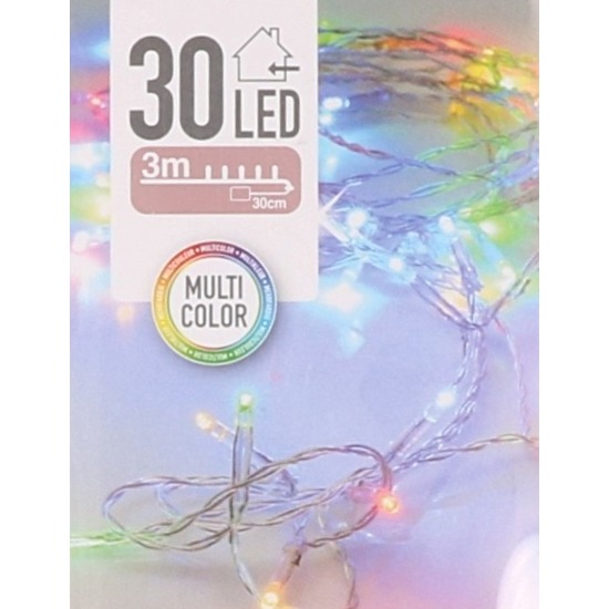 kerstverlichting - 2 meter - gekleurd - batterij - 30 lampjes - kerstversiering/kerstdecoratie -