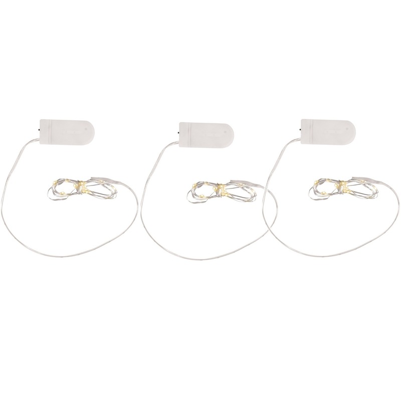 Micro lichtsnoer - 3x - 10 led lampjes - warm wit - 120 cm - kerstlampjes -