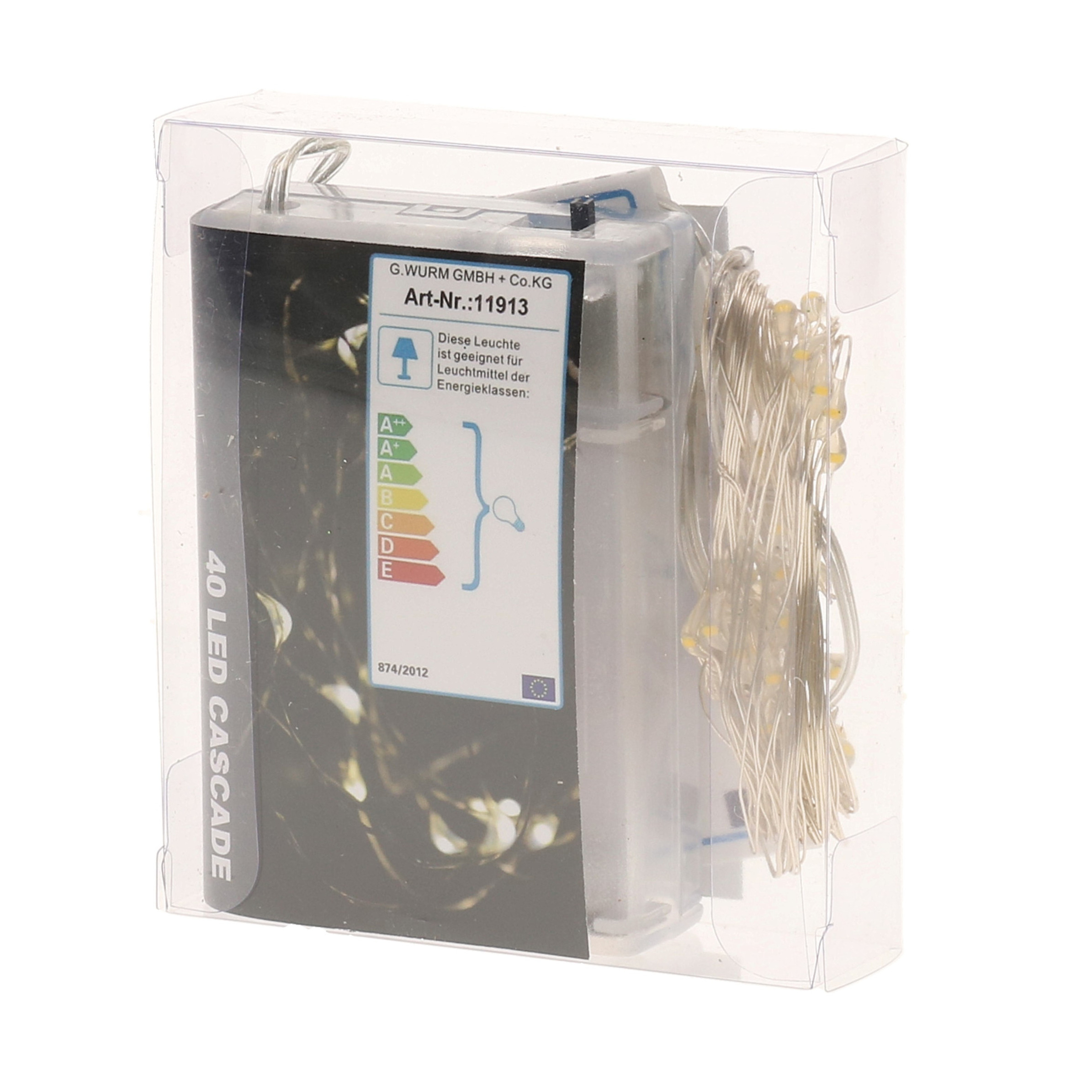 Cascade draadverlichting - 40 leds - warm wit - op batterij - lichtsnoer -