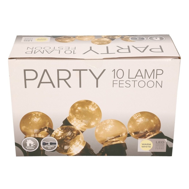 Festoon buitenfeestverlichting transparante lampbolletjes 5 m -