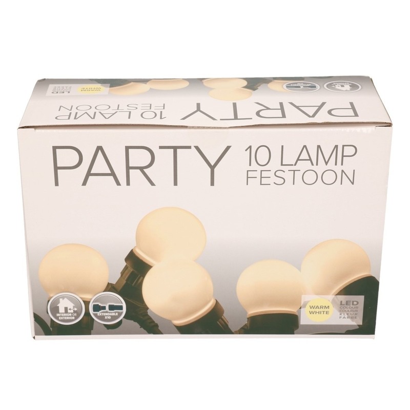 Festoon buitenfeestverlichting opal lampbolletjes 5 m -