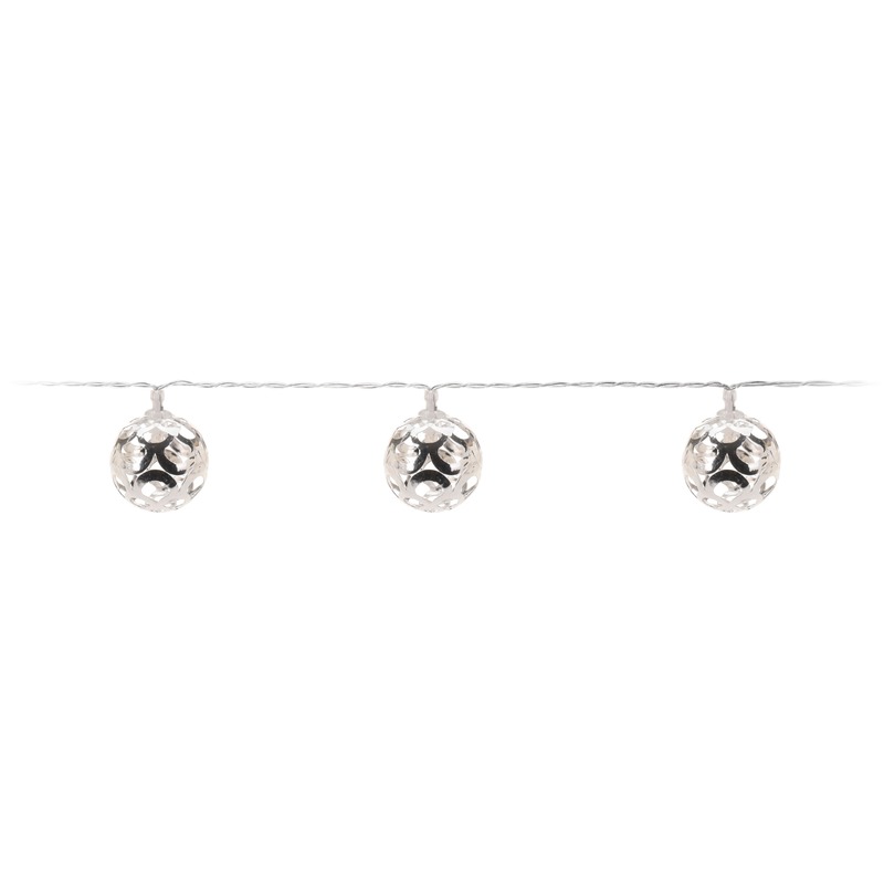 Lichtsnoer - kerstballen - zilver - 130 cm - batterij - kerstverlichting -