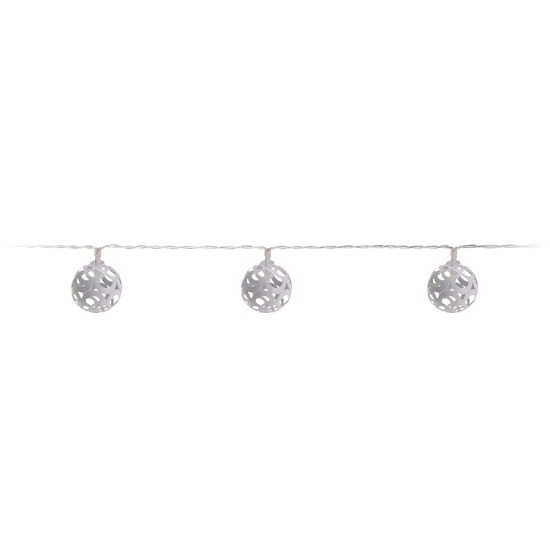 Witte kerstverlichting - 9 LED kerstballen - lichtsnoer - 170 cm -