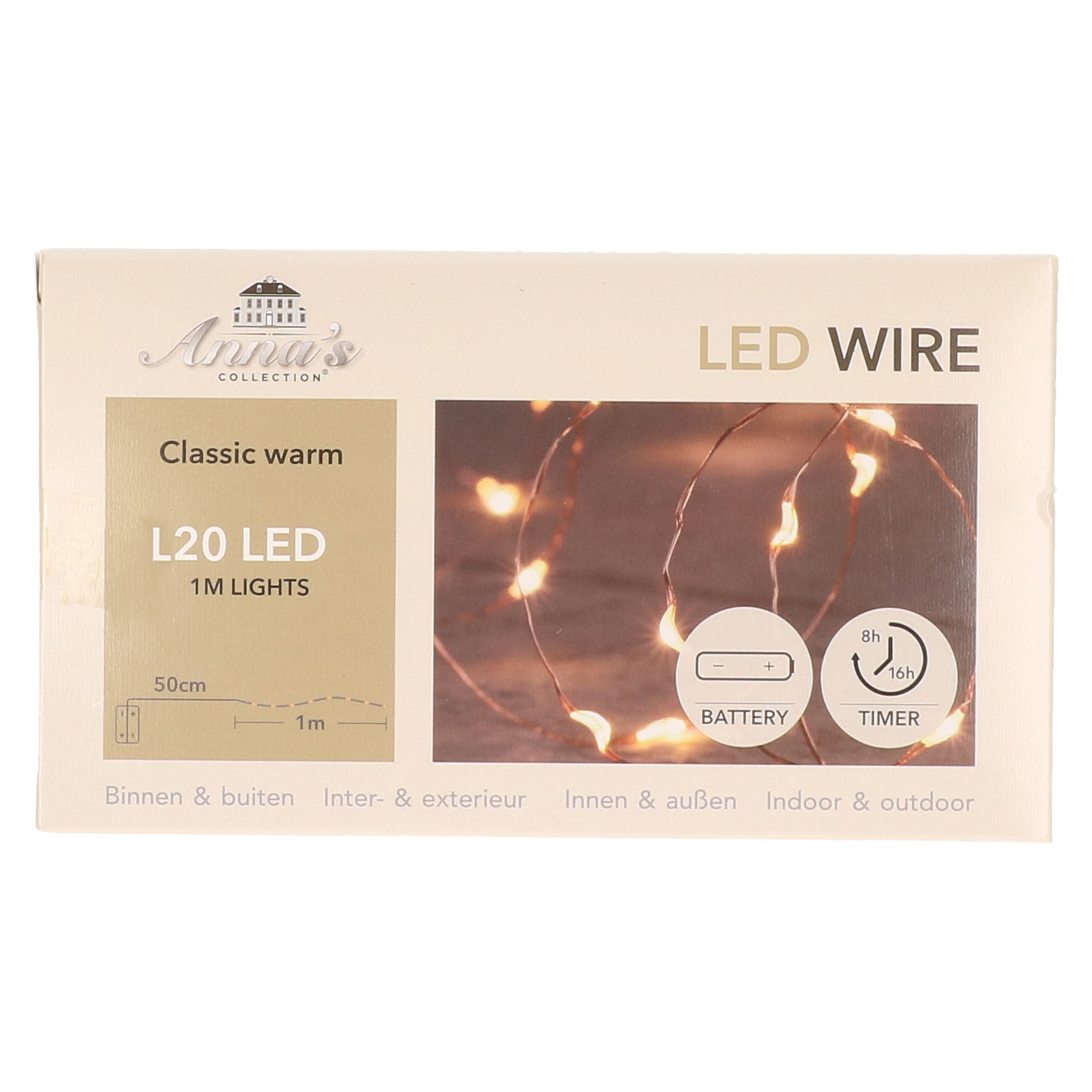 Koper kerstverlichting met timer 20 LED lampjes 1 meter -