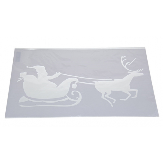 Kerst raamsjablonen/raamdecoratie Kerstman in slee plaatje 54 cm -