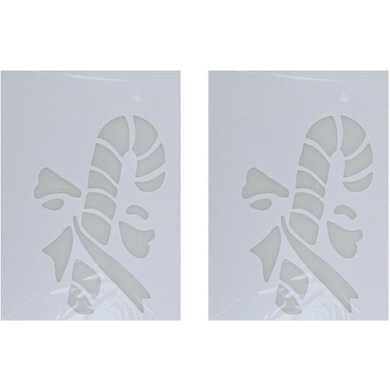 2x Kerst raamsjablonen/raamdecoratie zuurstok plaatjes 35 cm -