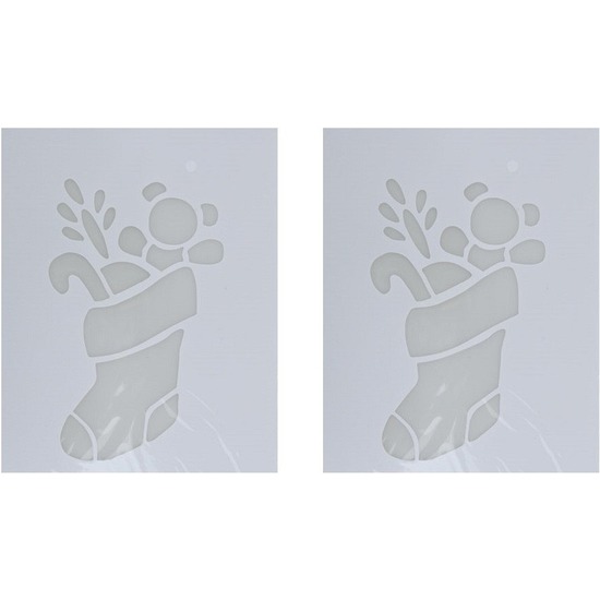 2x Kerst raamsjablonen/raamdecoratie kerstsok plaatjes 35 cm -
