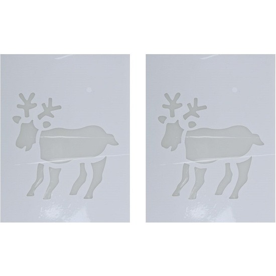 2x Kerst raamsjablonen/raamdecoratie rendier plaatjes 35 cm -