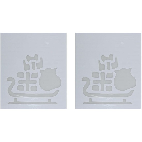 2x Kerst raamsjablonen/raamdecoratie slee plaatjes 35 cm -