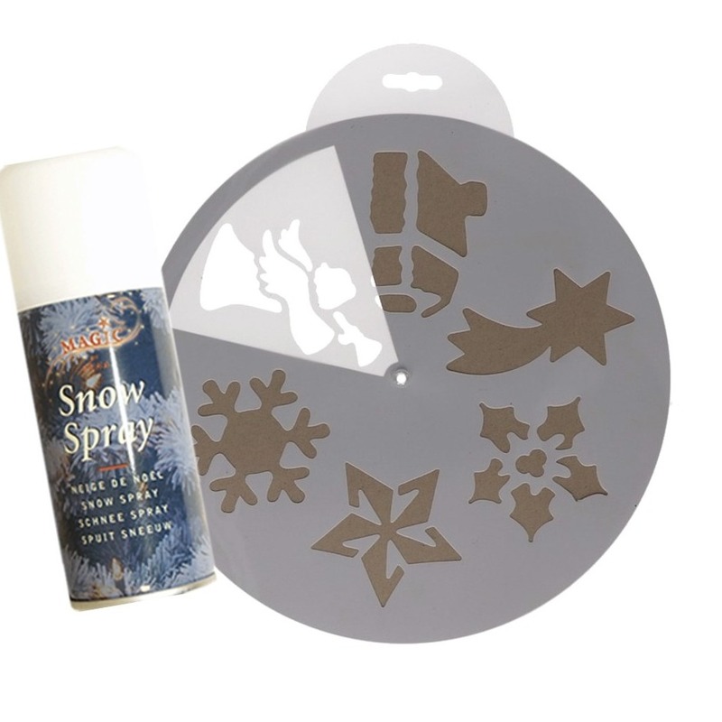 Kerst raamsjablonen/raamdecoratie - 6 vormen - met sneeuwspray -
