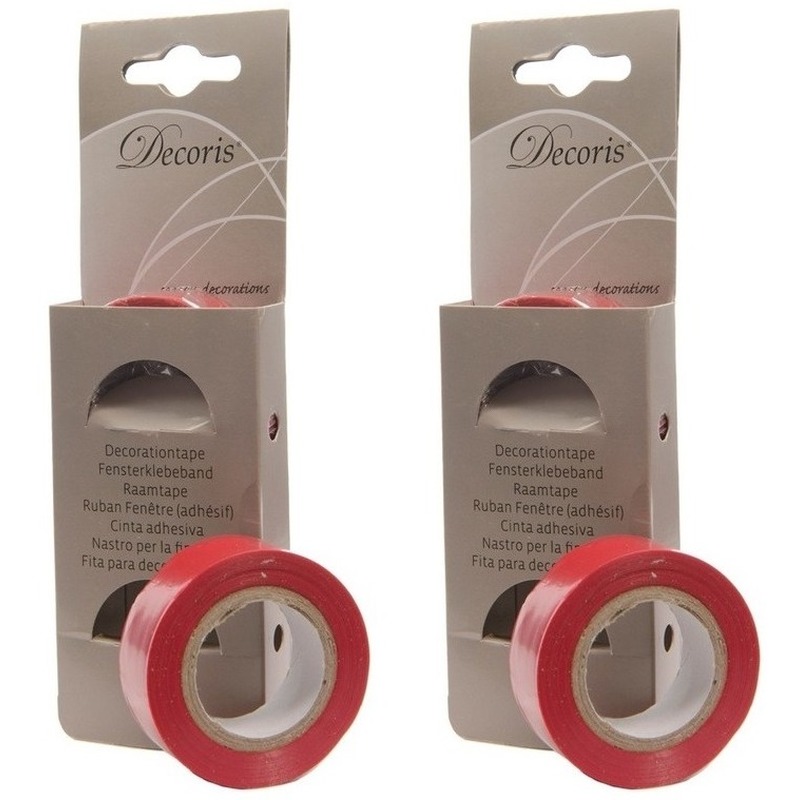 4x Rode raamtape kerstversiering op rol 1000 cm -