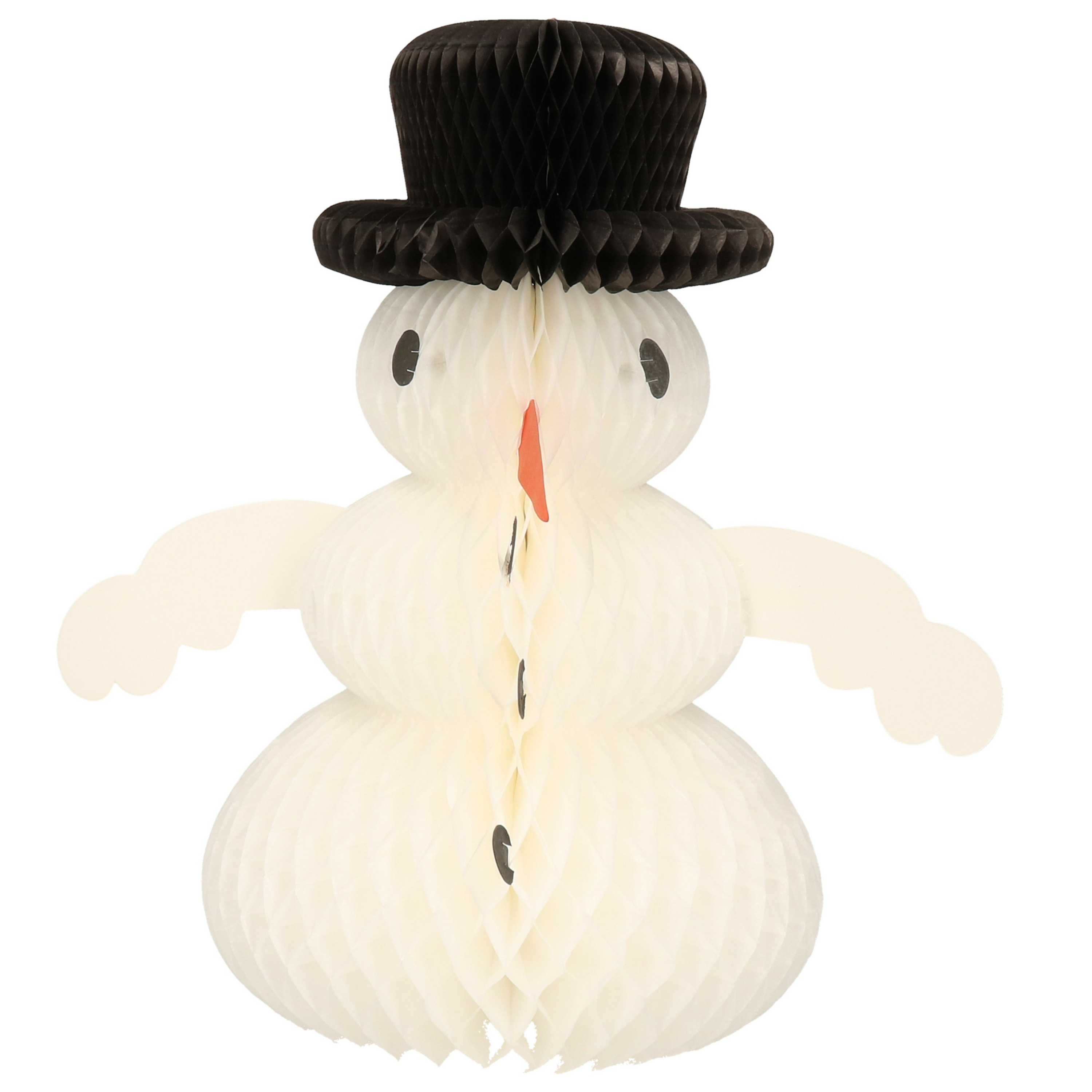 Winter Decoratie sneeuwpop - 45 x 30 cm - papier - brandvertragend - staand/hangend -