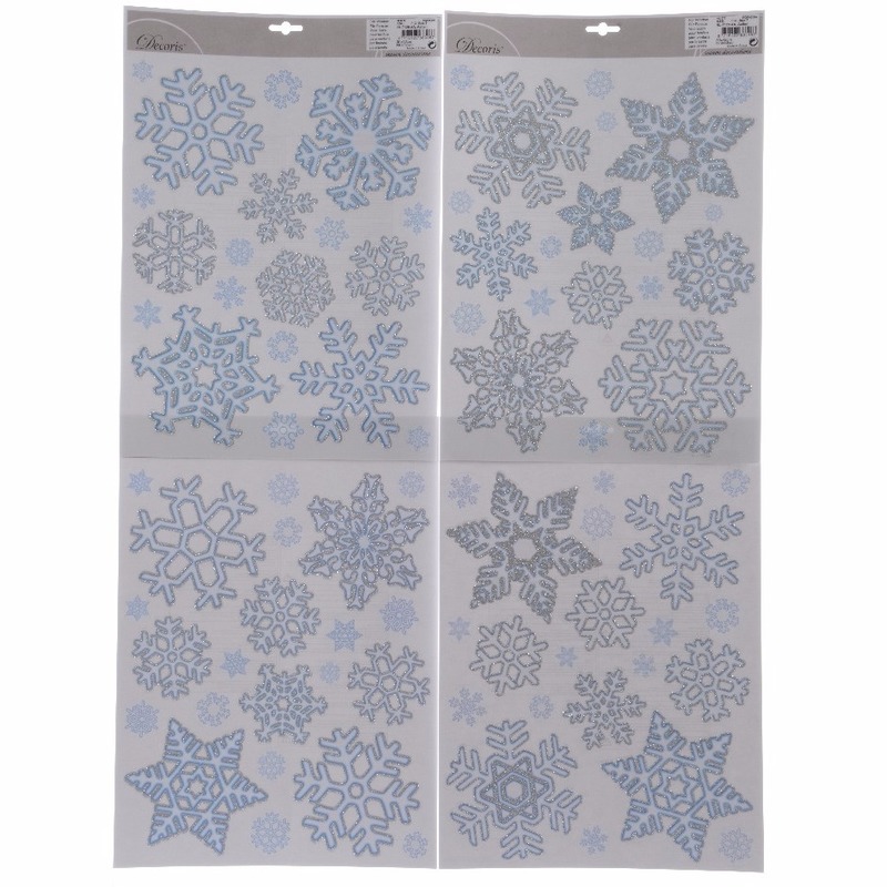 4x Kerst decoratie raamstickers sneeuwvlokken 30 x 42 cm -