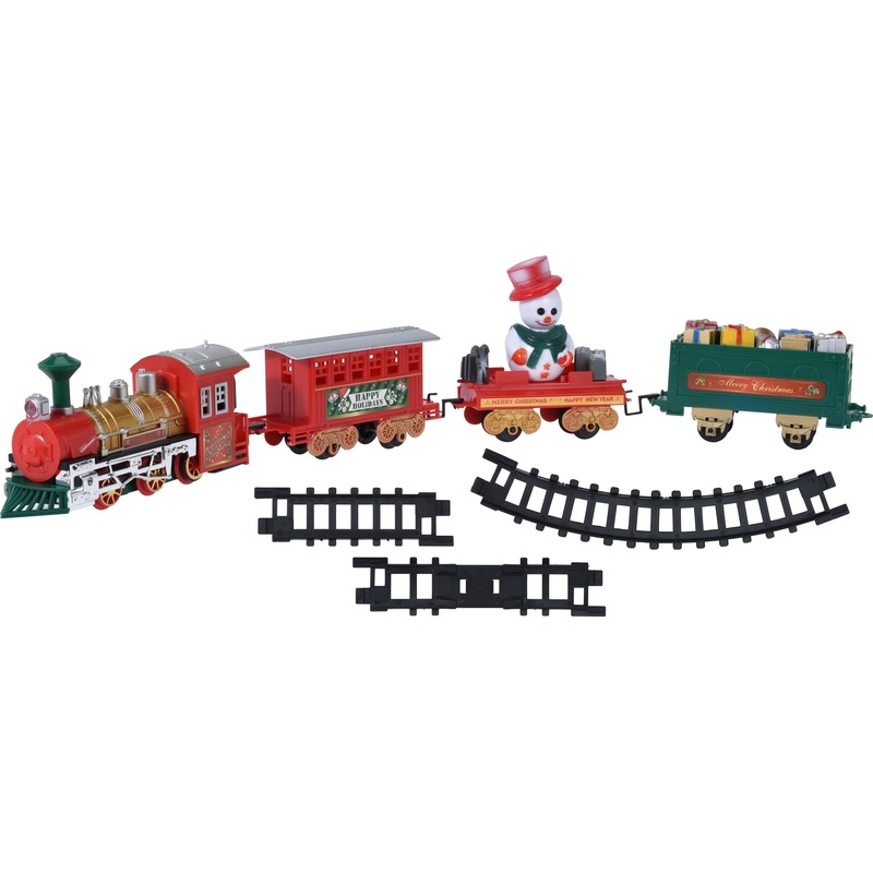 Rijdende trein met wagonnetjes en rails 39-delig Kersttrein -