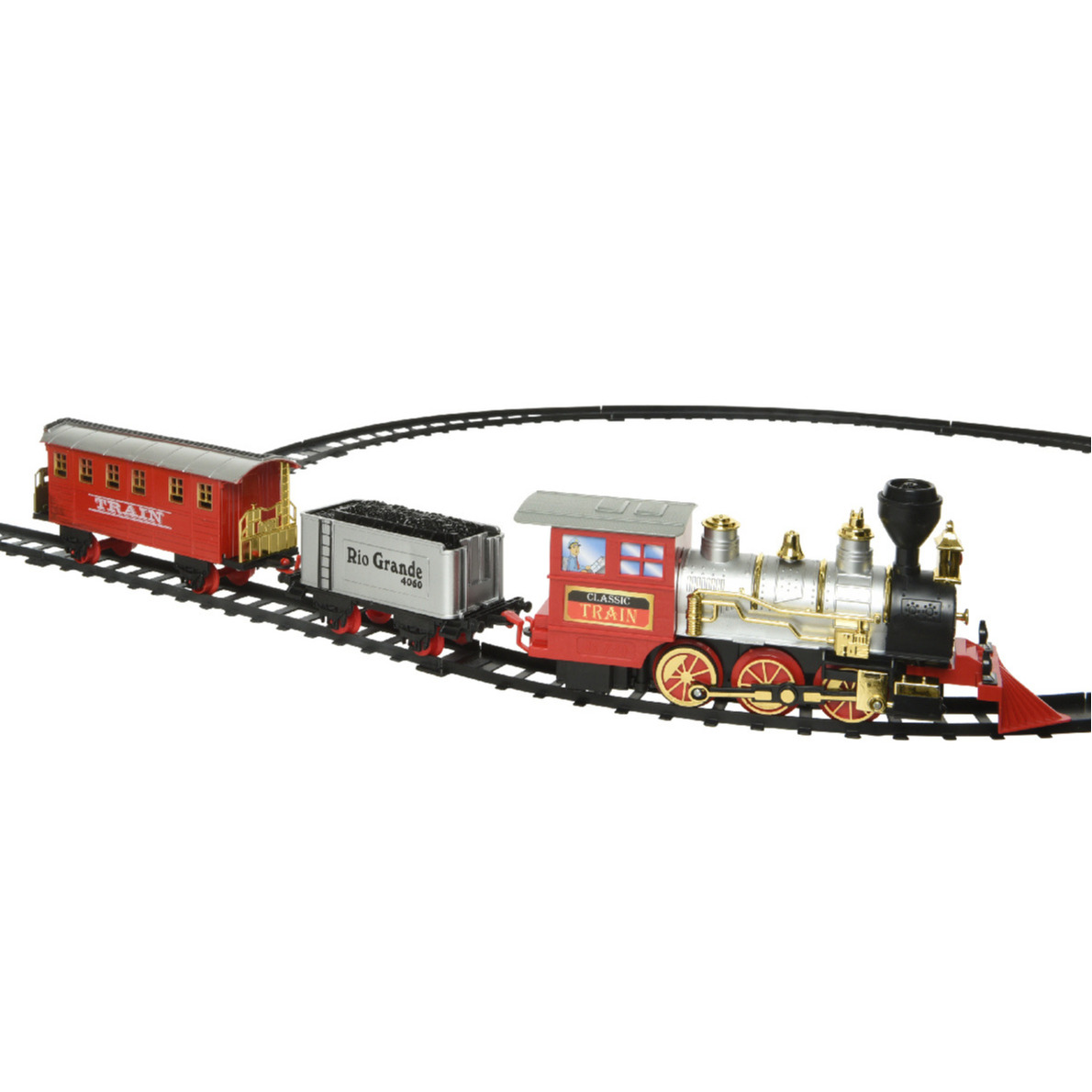 Lumineo kersttrein set - met muziek en LED verlichting - lengte 345 cm -