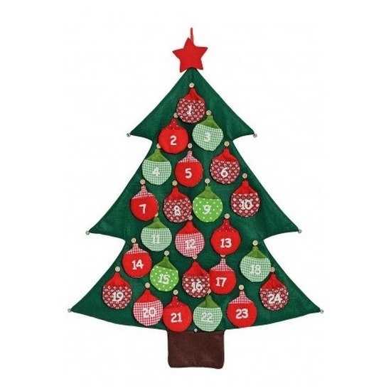 Kerstboom adventskalender vilt kerstversiering 95 cm -