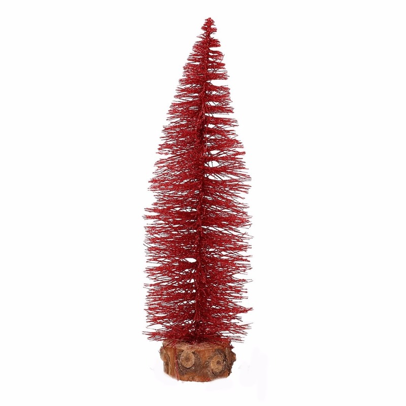 Kerstboompje op stam 35 cm rood -