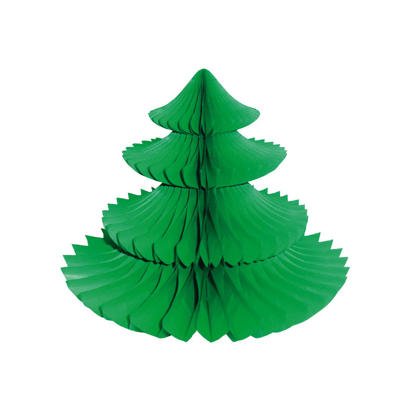 Kerstboom tafeldecoratie -groen - 16 x 20 cm - papier - brandvertragend - kerstversiering -